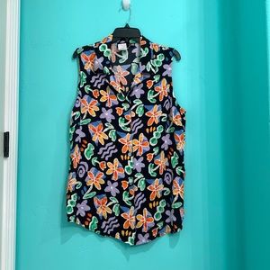 Y2K Tapestry Floral Blouse Vest Size 1X